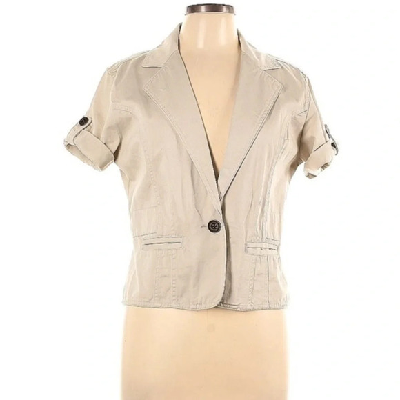 Women’s Large Tan Short-sleeve Blazer/ Jacket - Picture 2 of 9
